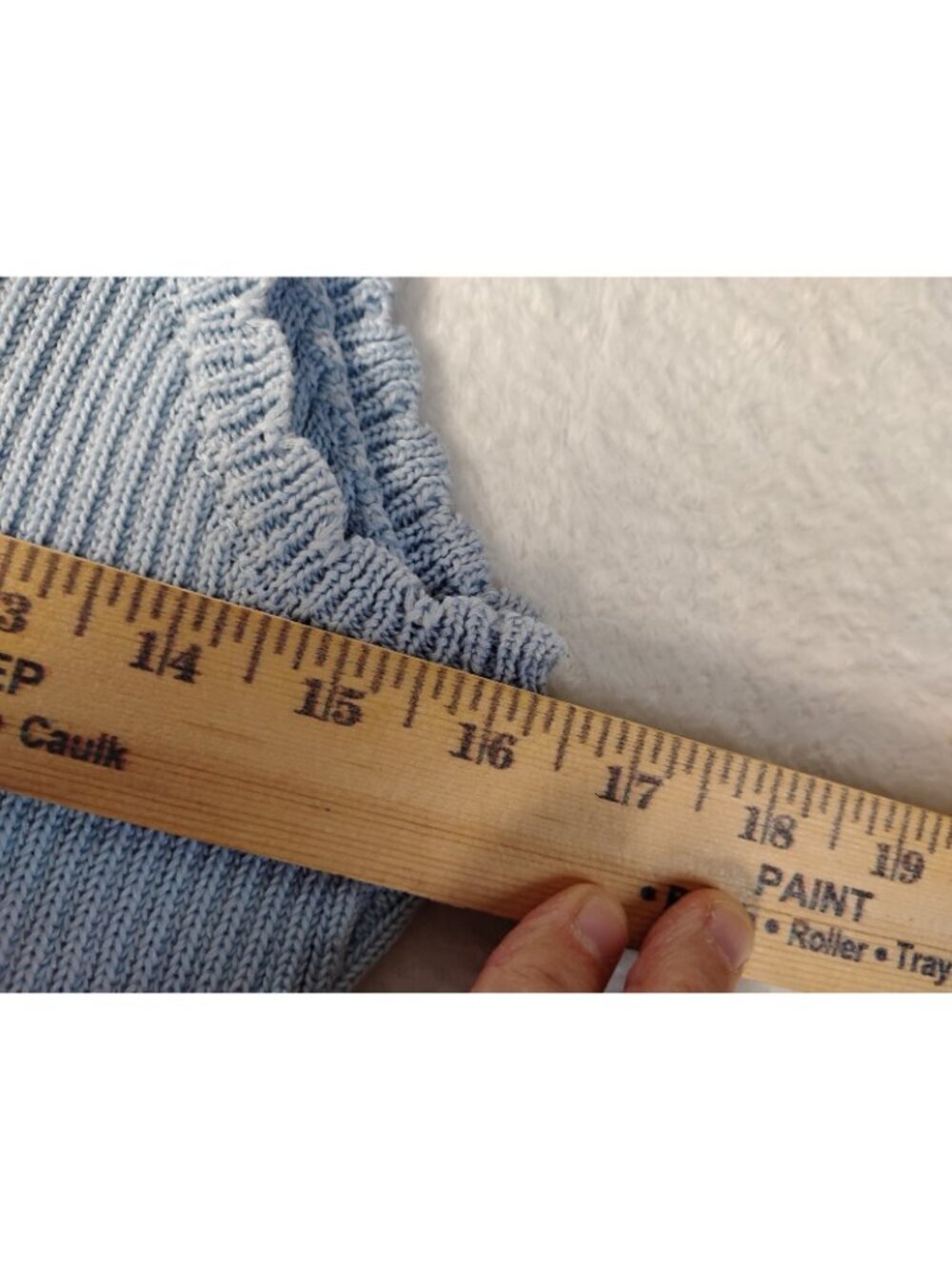 Vintage Ruffle Hem Sweater Pull Over Sleeveless Tiered Coquette Size L Blue - Picture 8 of 8